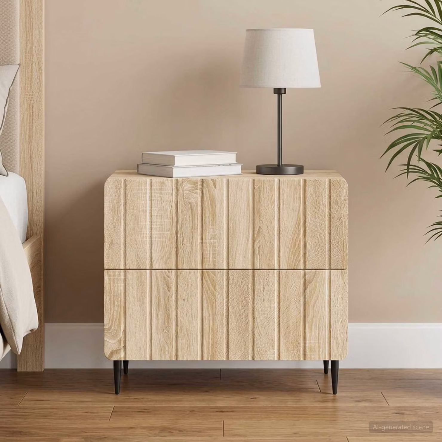 Armadio da Notte vidaXL in Rovere Sonoma, Colore Marrone e Beige, L 62 cm x P 34,5 cm x H 49,5 cm