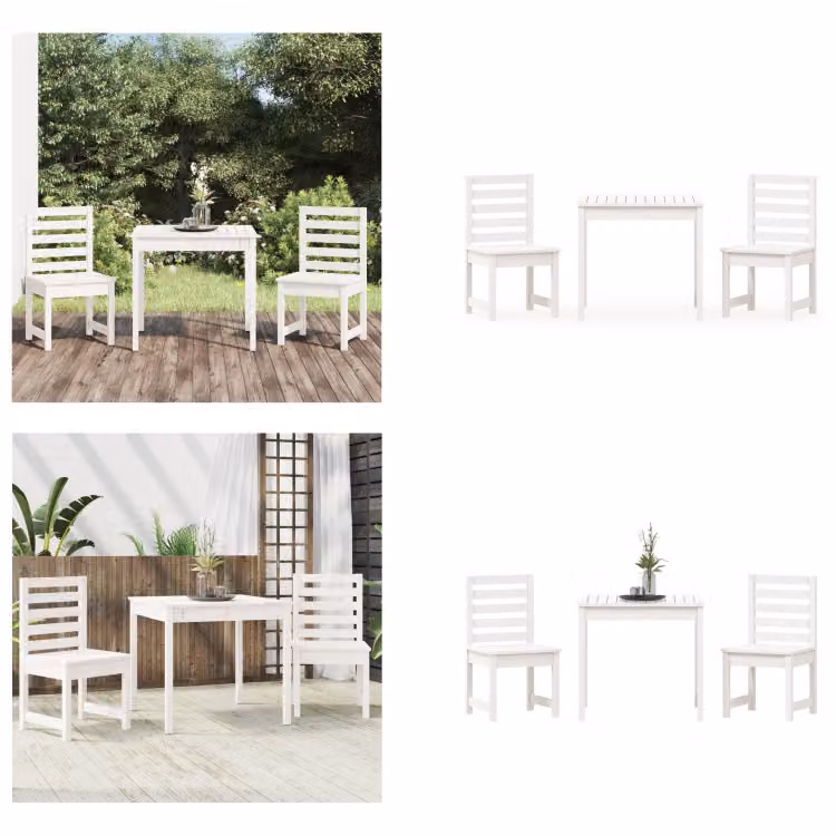 vidaXL Set bistrot da giardino 3 pezzi pino massiccio bianco - Set bistrot da giardino - Set bistrot da giardino - Set bistrot da esterno - Set bistrot da terrazza