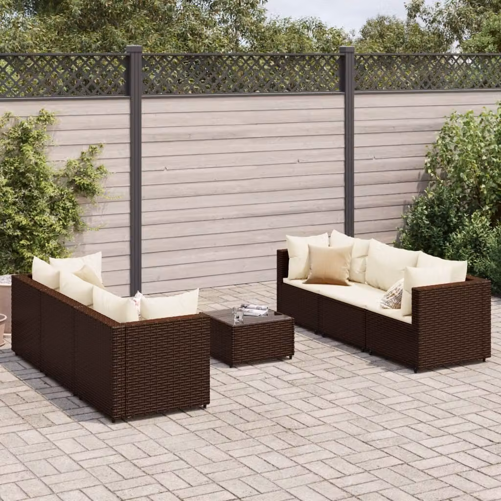 Maison Exclusive - Set da giardino 7 pezzi con cuscini Marrone Poly Rattan
