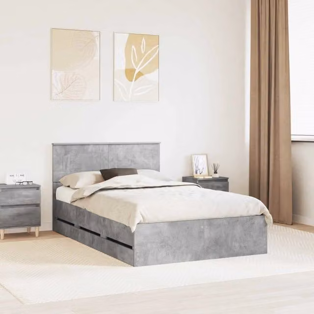 Struttura del letto con cassetto Grigio cemento 135 x 190 cm 3407994