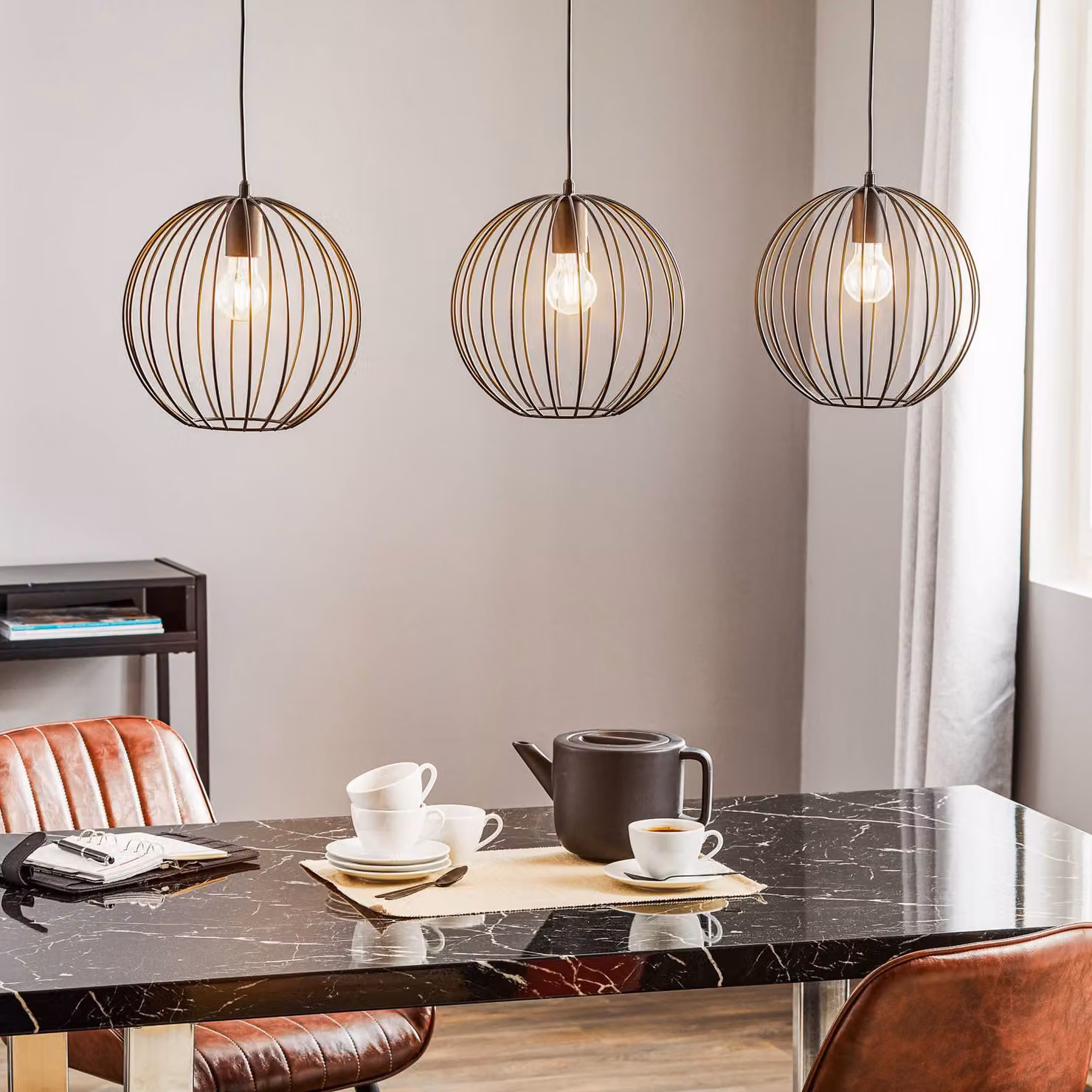 Lampada a sospensione Cumera HELAM, dimmerabile, Nero, Soggiorno / Sala da pranzo, Metallo, Moderno, Lampada a sospensione
