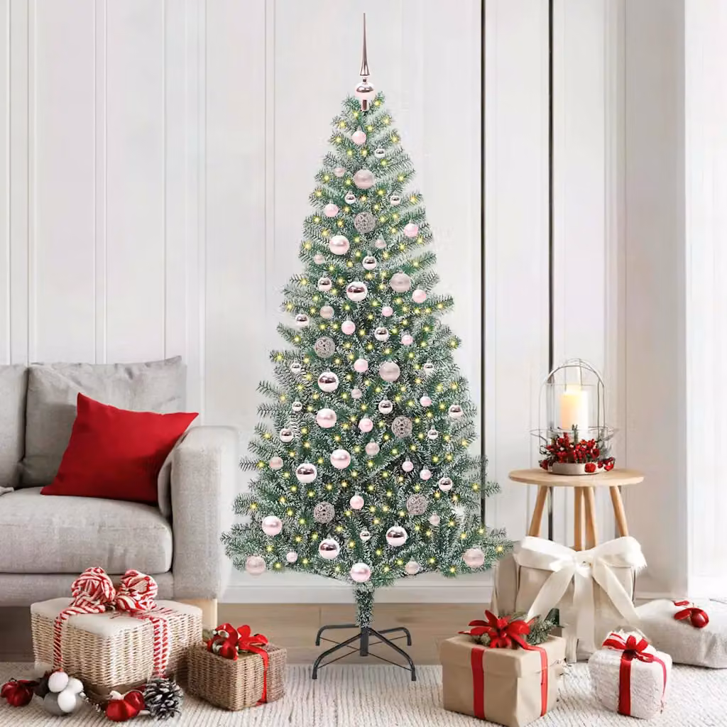 vidaXL Albero di Natale Artificiale Imbiancato con Luci LED 180 cm
