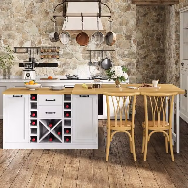 Isola da cucina girevole con spazio di archiviazione ¨C Minimal ¨C Bianco e Nero 120-223cm