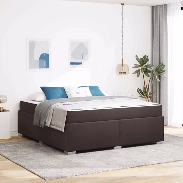 Struttura letto moderno vidaXL in tessuto marrone con base a molle L: 180 cm, P: 200 cm, H: 66 cm