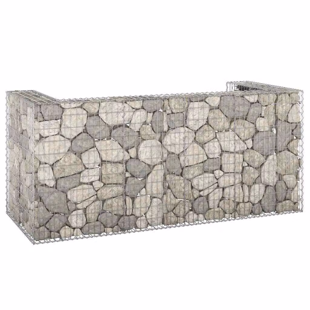vidaXL Gabbione per Bidoni in Acciaio Zincato Grigio L/P/H: 254 x 100 x 110 cm