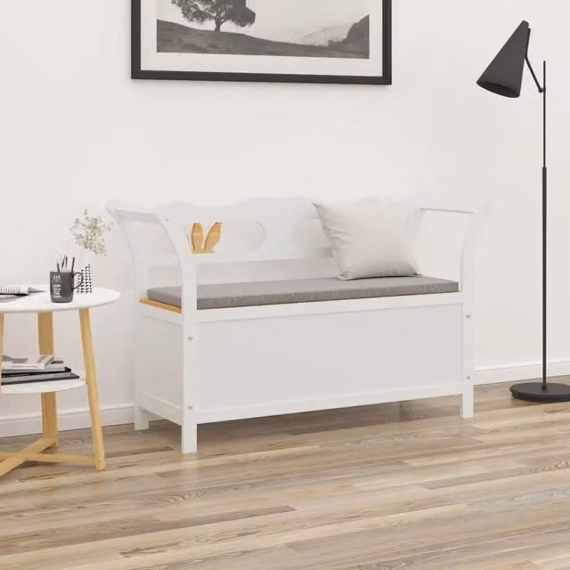 Panca-Sgabello Design Mania Bianca in Legno Massello di Abete L: 107 cm, P: 45 cm, H: 75,5 cm