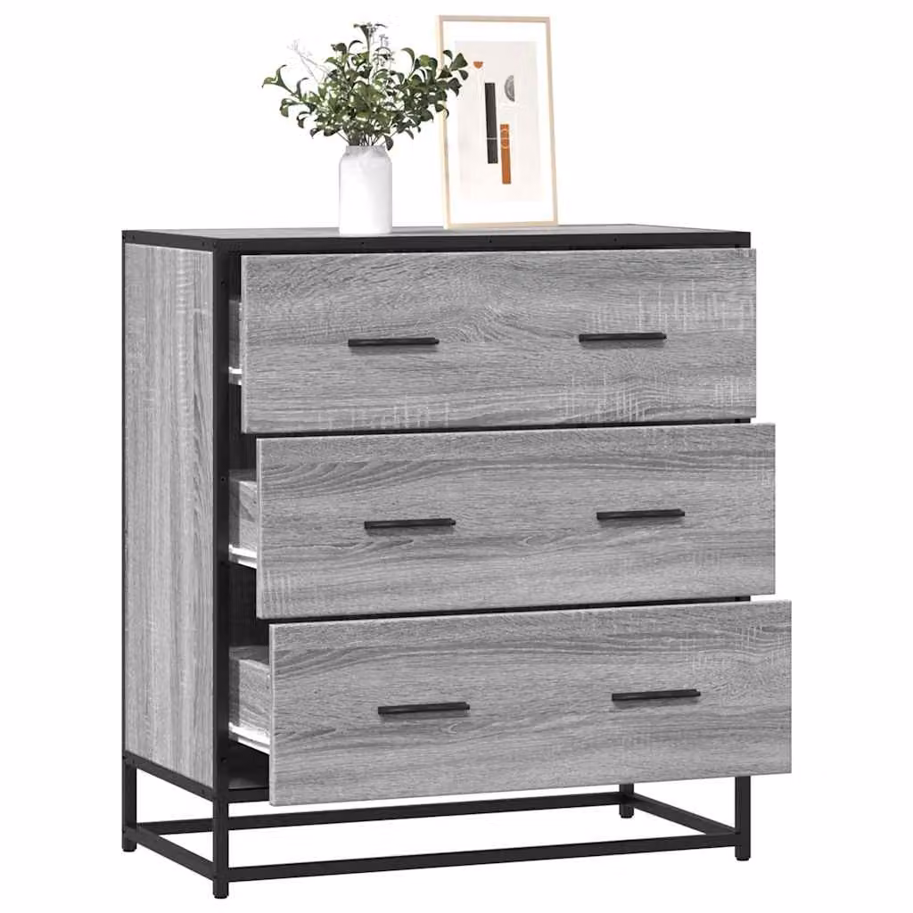 Credenza stile industrial vidaXL in MDF e metallo, Grigio, L: 68 cm, P: 35 cm, H: 76 cm