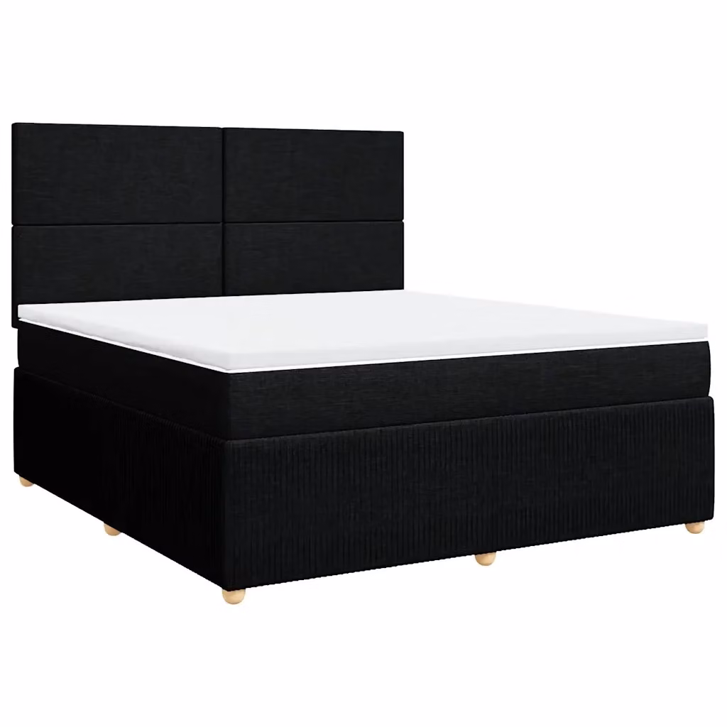 Letto Ibrido vidaXL con Giroletto a Molle e Materasso Nero in Tessuto L/P: 180 x 200 cm – 2