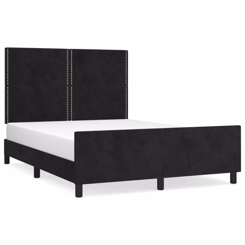 Giroletto senza Materasso Nero 140x200 cm in Velluto