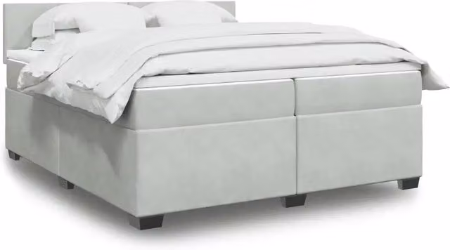Letto Ibrido vidaXL con Materasso e Struttura in Velluto Grigio e Bianco L/P: 200 x 200 cm