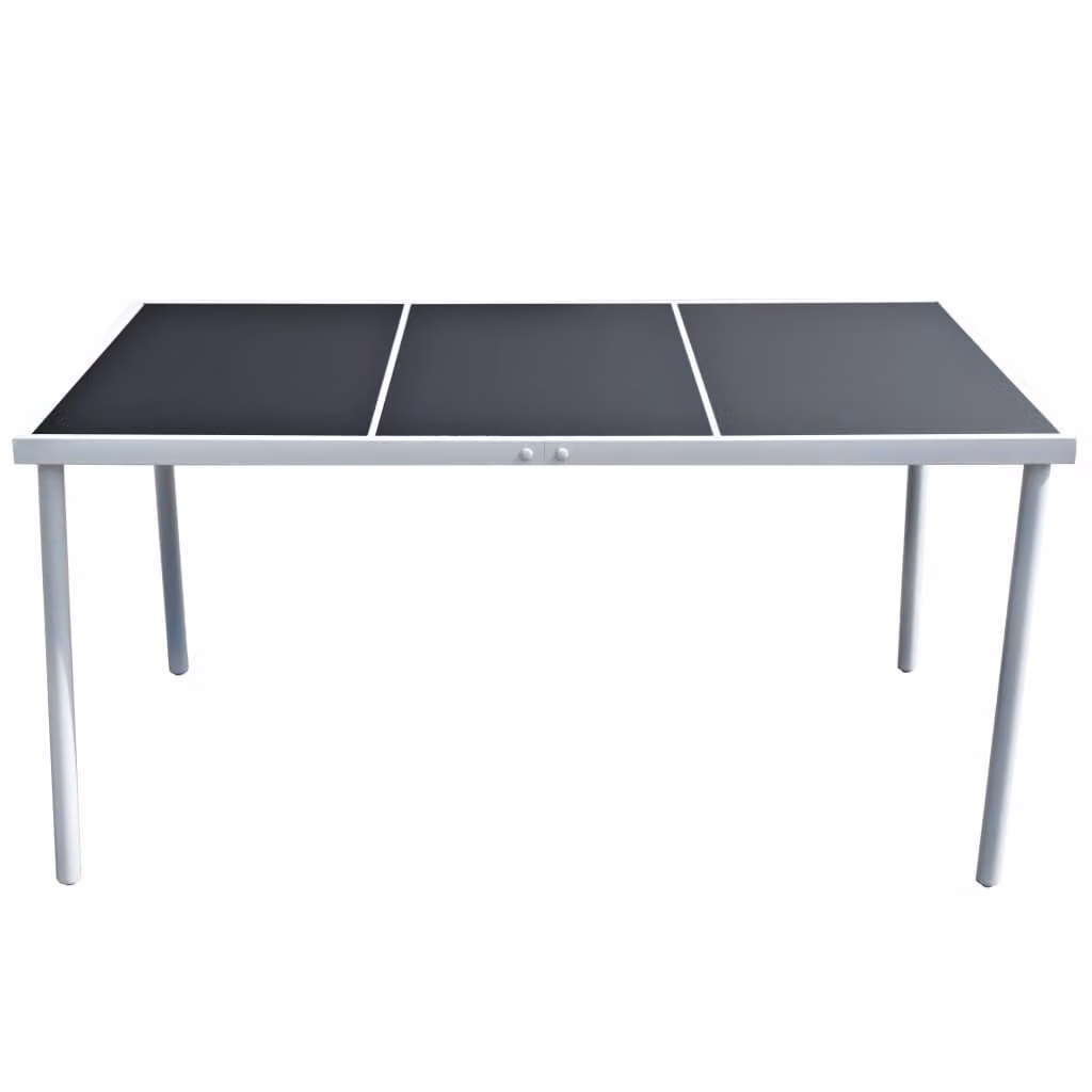 Tavolo da Giardino 150x90x74 cm Nero in Acciaio