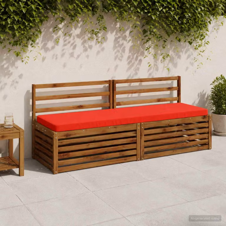 Set di 2 cuscini per panchina vidaXL VUGHT in poliestere rosso con rivestimento rimovibile e resistente ai raggi UV