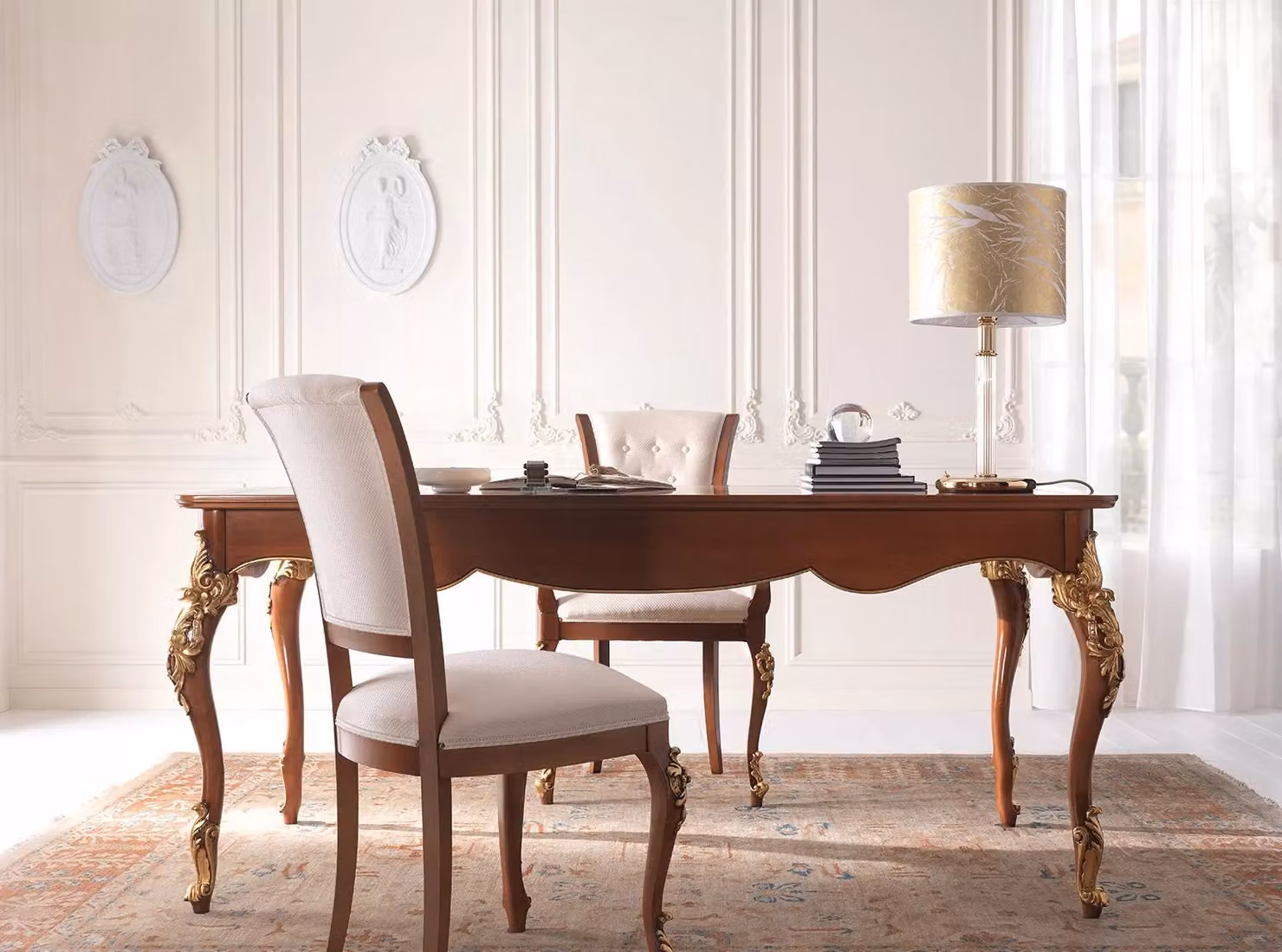 Scrivania classica in legno Mobili 2G color noce L: 181 cm, P: 91 cm, H: 81 cm – 3