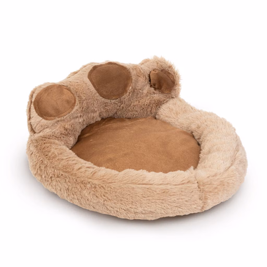 Lettino per cani a forma di zampa Yummie - Taglia L (68 x 62 cm) - Marrone chiaro/marrone