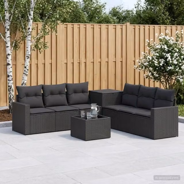 Set di divani 8 pz Nero 55 x 55 x 37 cm 3448314