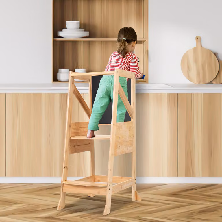 Jopassy torre di apprendimento per bambini Torre di apprendimento Sedia di apprendimento Sedia alta Sgabello per gradini Naturale