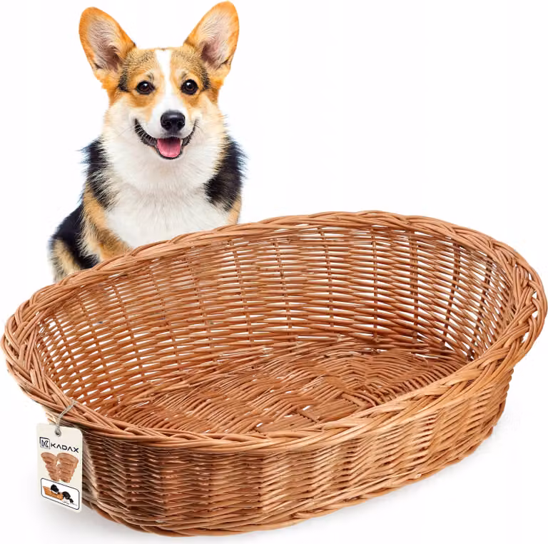 Letto per cani e gatti in vimini KADAX, letto per animali domestici in colore naturale, letto per cani (15x65x50cm)