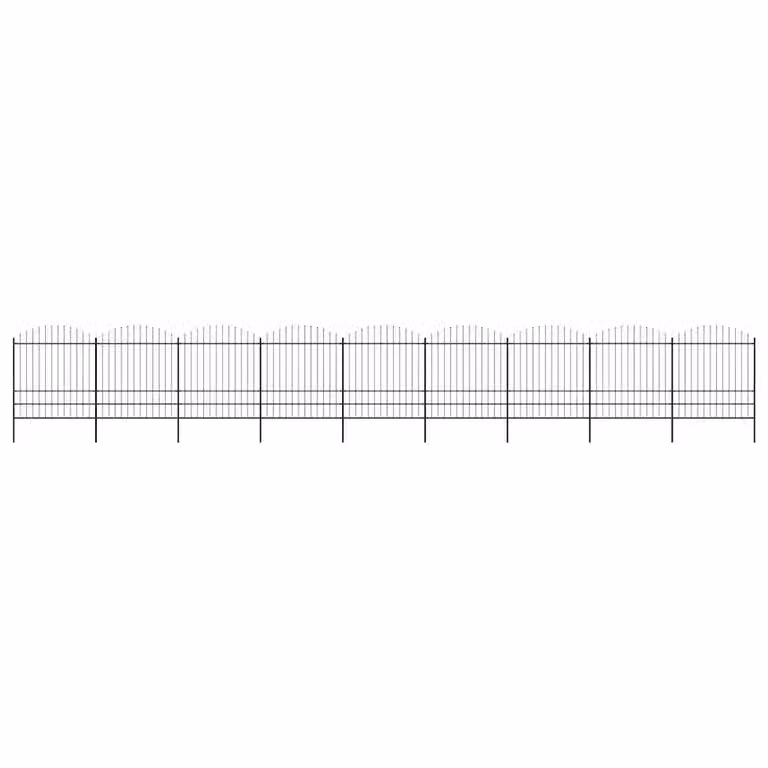 Recinzione da giardino vidaXL con punta a lancia in acciaio nero opaco L: 1506 cm, H: 200 cm