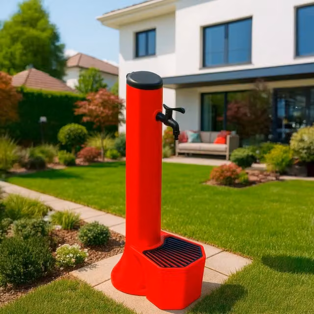 Kit Tritone Sined composto da fontana e secchiello da 5 litri in polietilene rosso – 1