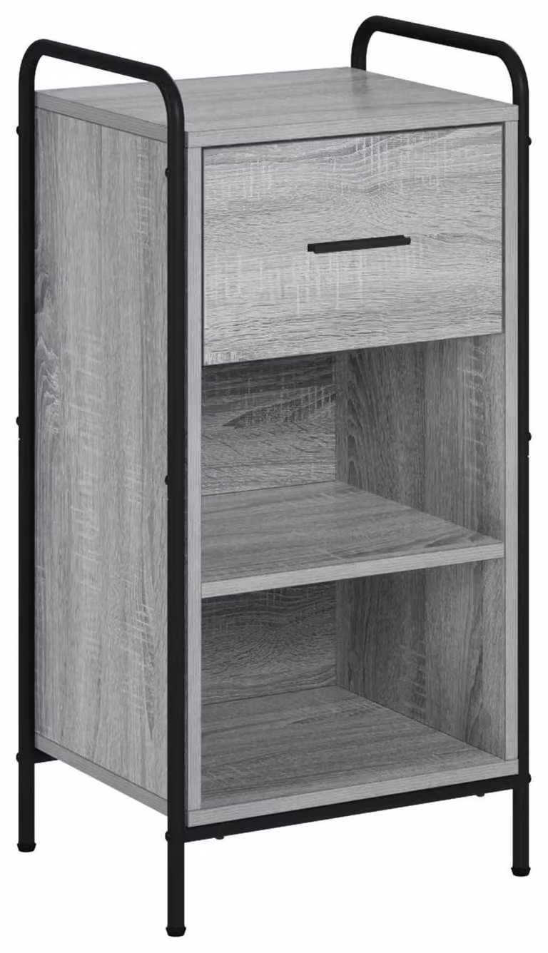 Mobile contenitore Sonoma grigio, 97 x 33 x 81 cm, realizzato in materiale composito di legno