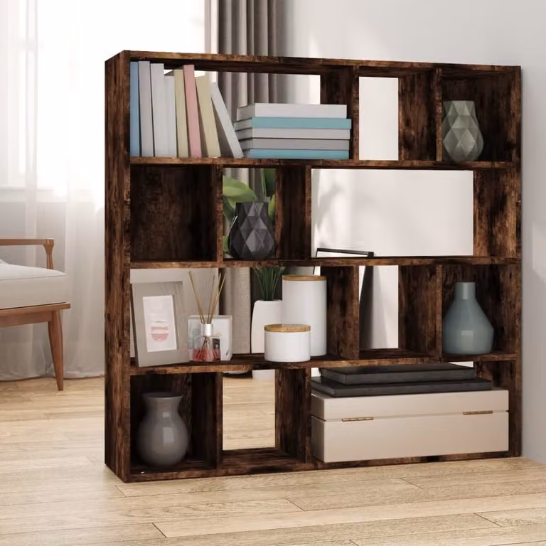 Libreria/Divisorio vidaXL in Rovere Fumo, Design Moderno, L/P/H: 105 x 24 x 102 cm