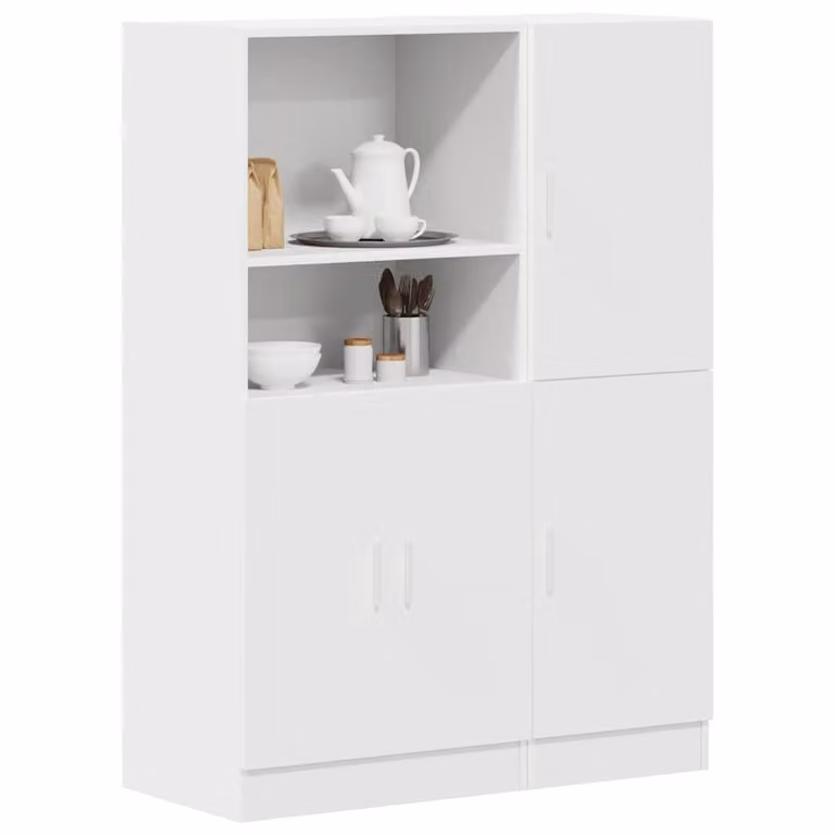 Set di mobili da cucina moderno vidaXL in 2 pezzi bianco opaco in MDF con ante a battente e ripiani interni L/P/H: 131,5 x 41,5 x 95,0 cm