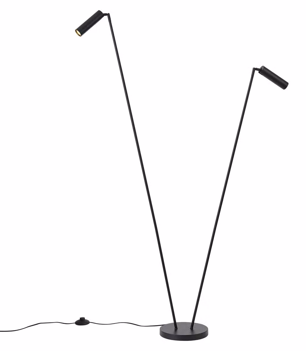 Lampada da terra moderna nera a 2 luci GU10 35 mm Thomas