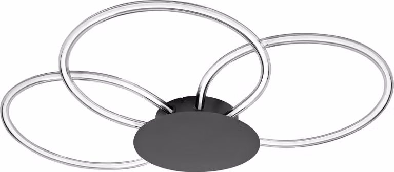 Plafoniera OSRAM Decor Aura in policarbonato curvo con design a LED e filamento, 21 W, 2200 lm, 3000 K, 830 bianco caldo, dimmerabile a click, grigio scuro, plastica (PC), IP20
