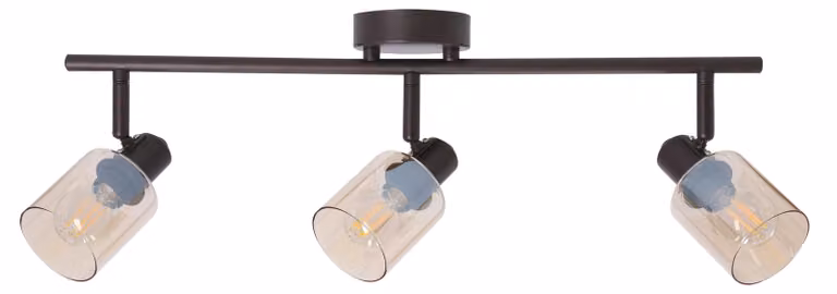 Lampada da soffitto con paralumi color ambra Agra, nero e ambra, 3xE14x40W, metallo, dimensioni: 19x58x9 cm, IP20, Candellux