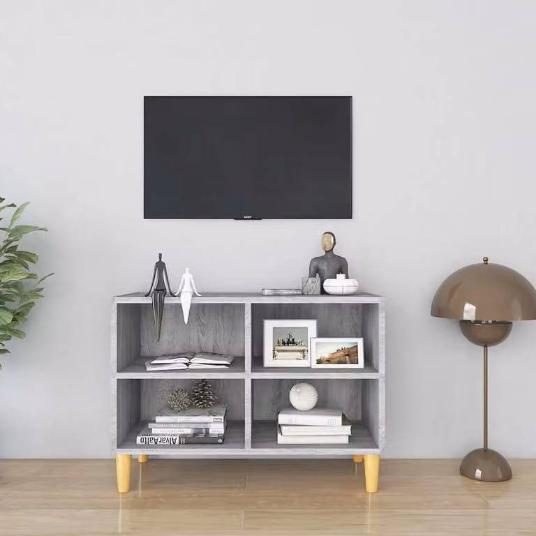 Gambe per TV mobile vidaXL in legno massello e MDF, colore grigio Sonoma, L 69,5 cm x P 30 cm x H 50 cm