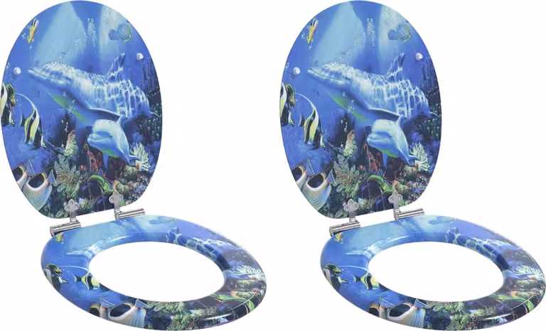 Sedile per toilette con chiusura morbida 2 pcs Blu 44 x 38 cm