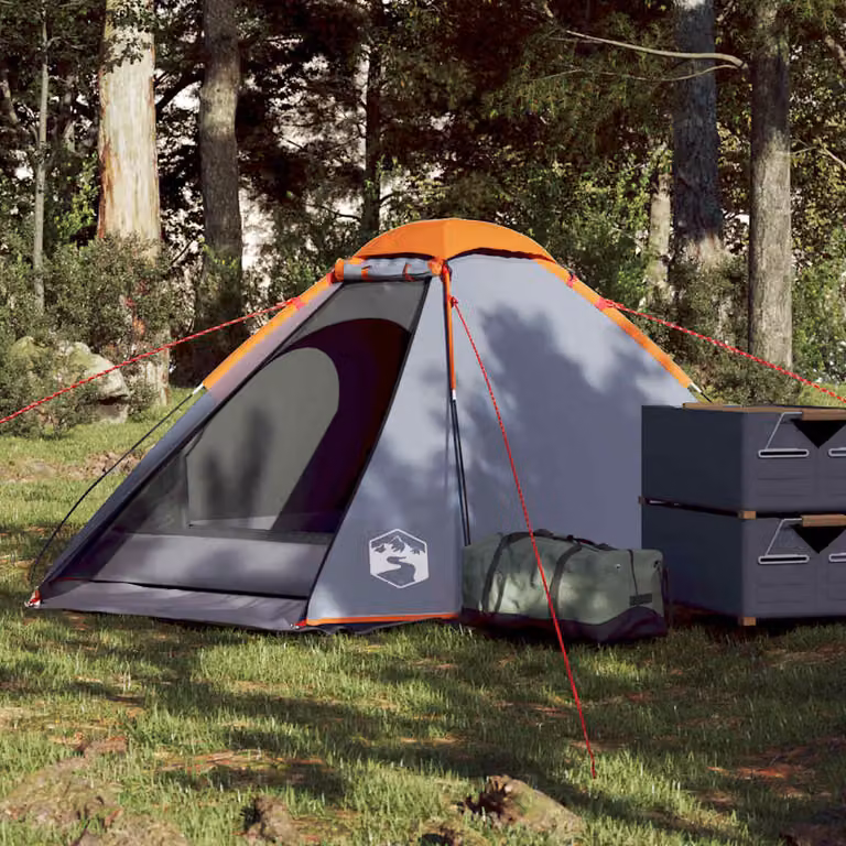 vidaXL Tenda da Campeggio a Cupola per 2 Persone Grigio e Arancione