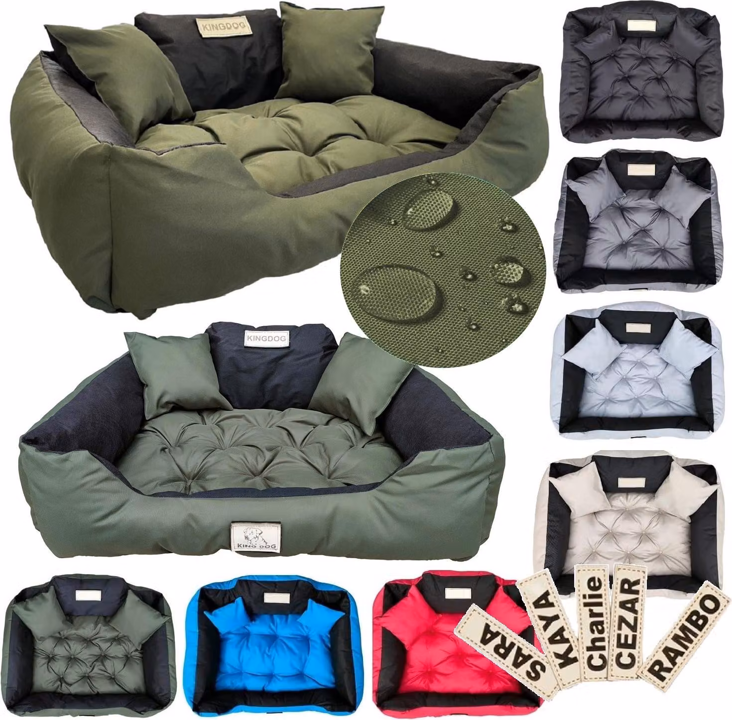 Letto grande per cani e gatti verde - Kingdog misura L 100 x 75 cm
