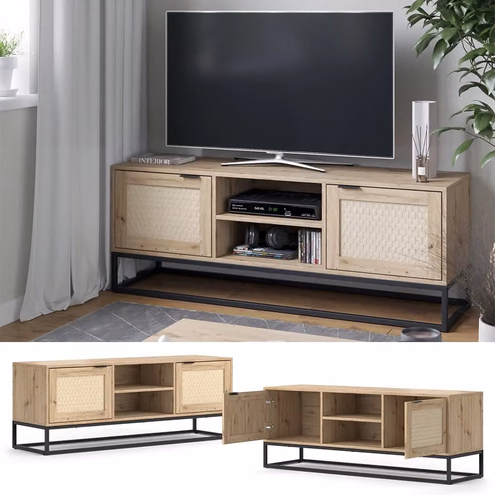 Lavagna Natal Sonoma Vicco con 2 porte, finitura legno beige e marrone, L 140 x P 52.5 x H 40 cm – 2