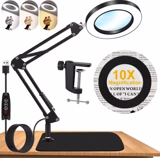 Lampada da tavolo LED nera con design moderno, regolabile e dimmerabile, ideale per studio e lettura