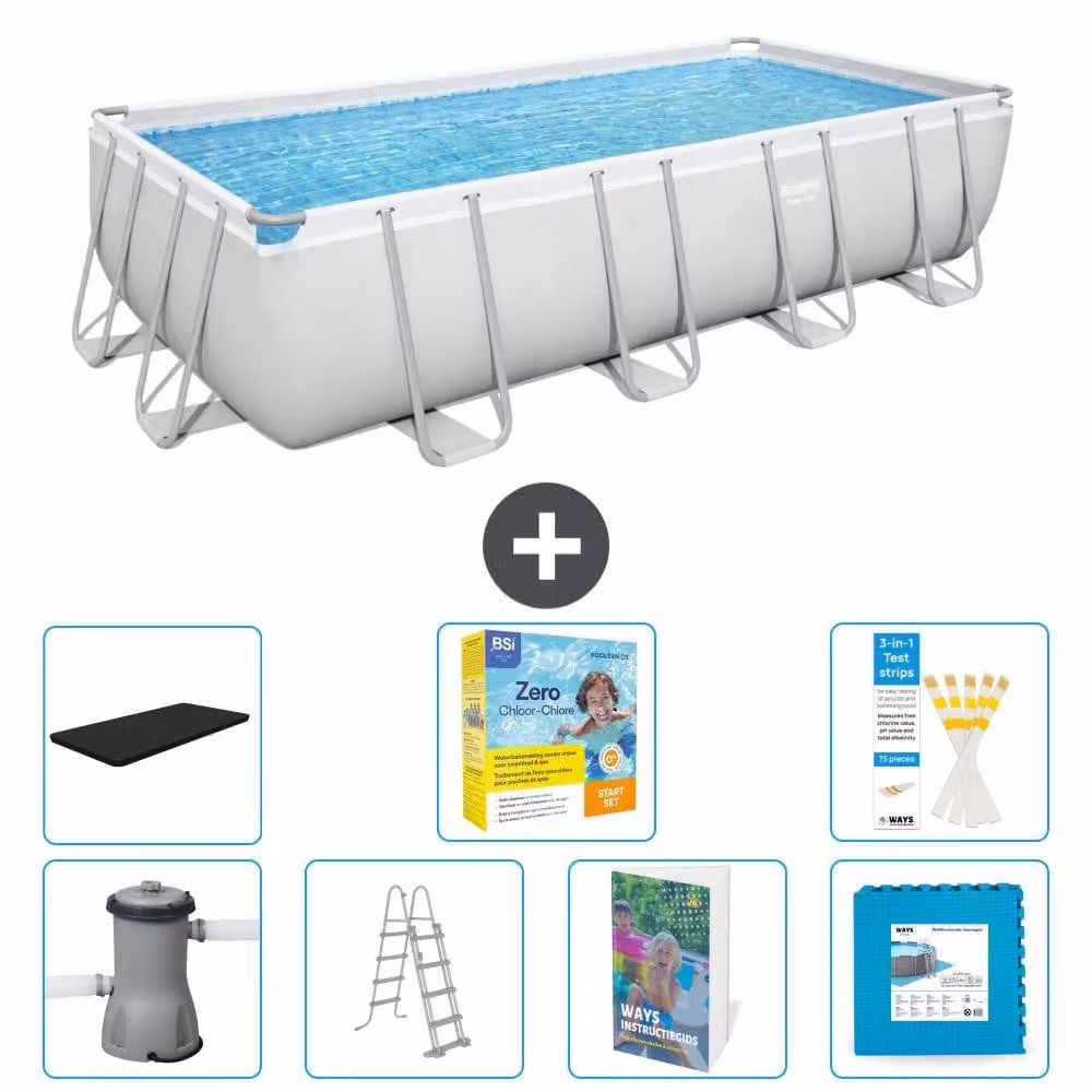 Bestway Power Steel, piscina rettangolare - 488x244x122 cm - composta da 6 parti, modello S566