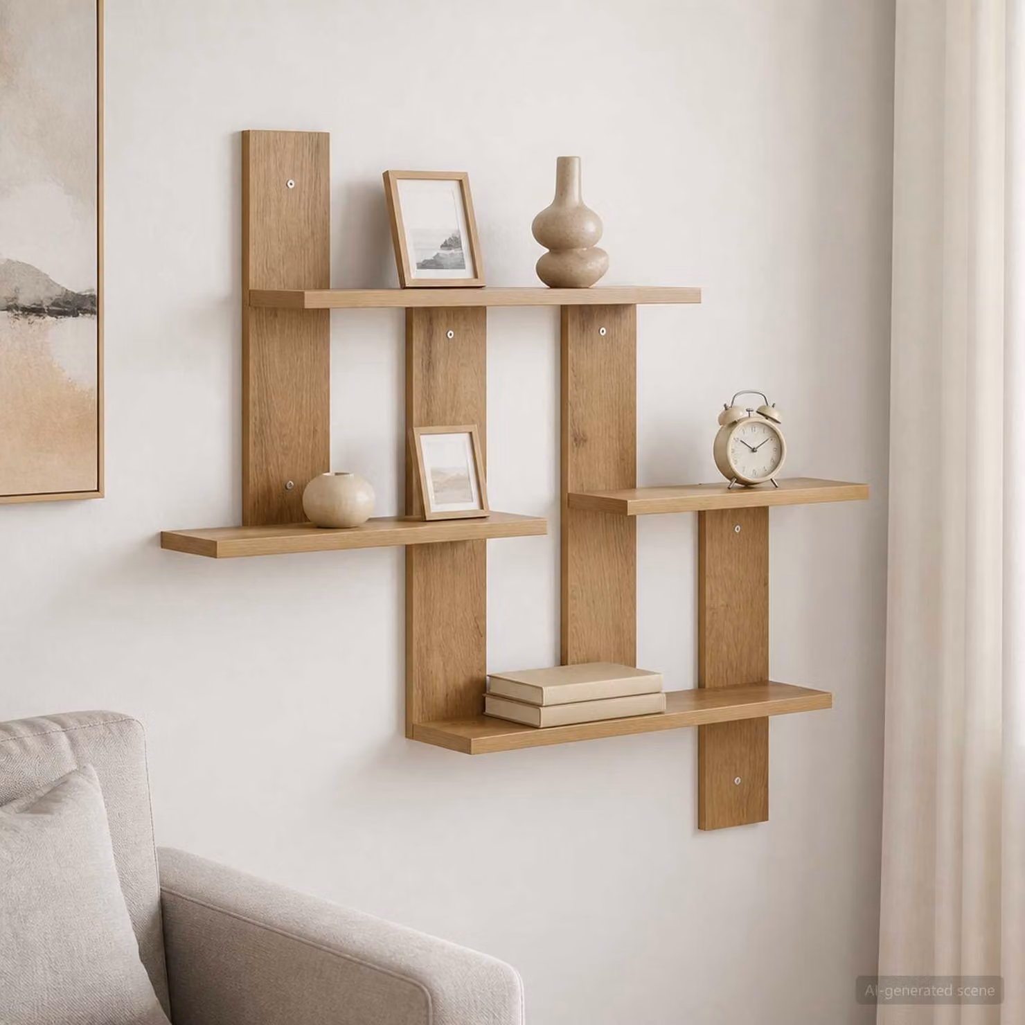 Scaffale da parete moderno vidaXL in legno color rovere, L 85 cm x P 13,5 cm x H 73,5 cm