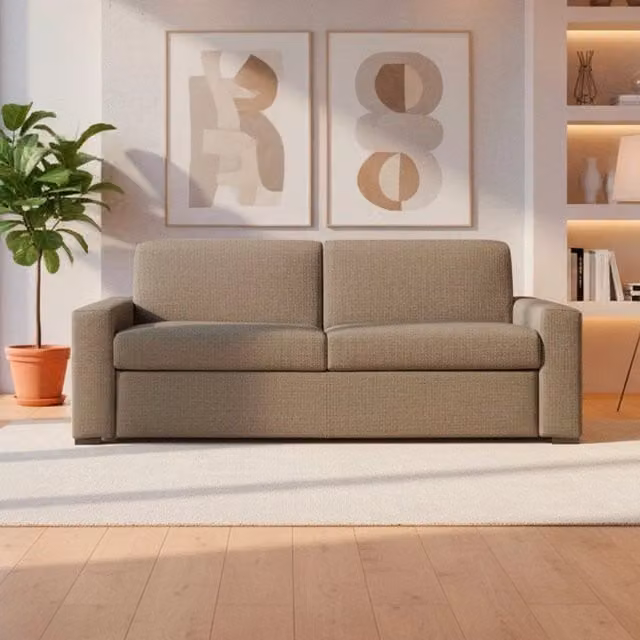 Divano letto 3 posti Flash tessuto Queens colore camel 200x98x86h