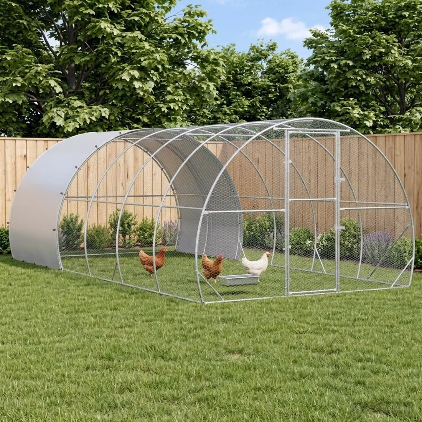 vidaXL Pollaio Argento 600 x 300 x 200 cm Acciaio zincato