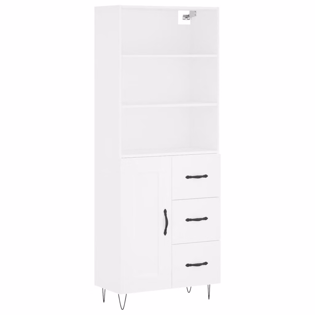 Credenza Bianca 69,5x34x180 cm in Legno Multistrato