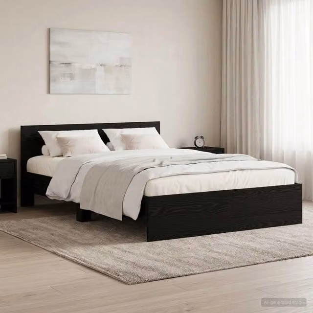 Struttura letto moderna con testata vidaXL in rovere nero L/P/H: 200 x 120 x 70 cm
