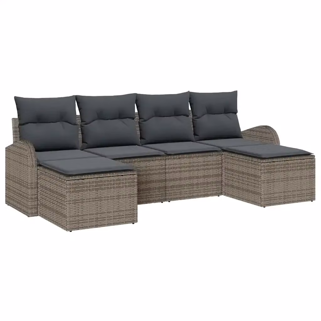 Set Divano da Giardino vidaXL 6 pz Grigio con Cuscini e Struttura in Metallo a Forma di L – 2