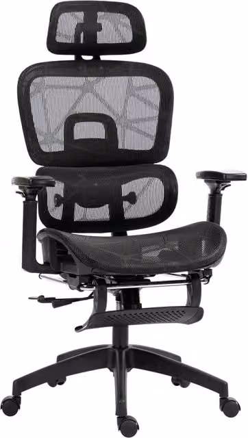 Sedia da ufficio ergonomica con braccioli, poggiatesta, supporto lombare, sedia girevole in rete regolabile in altezza con funzione dondolo, funzione