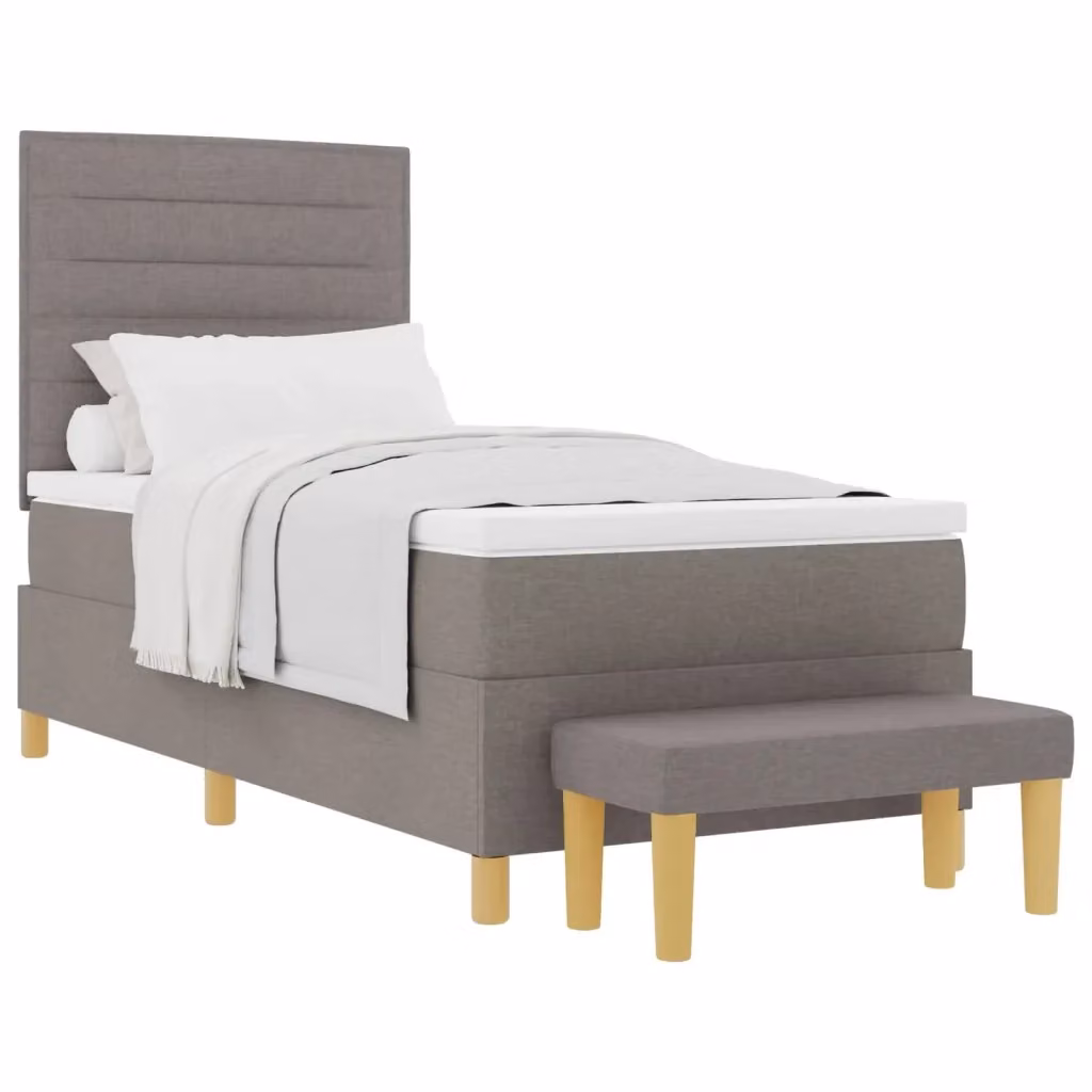 Letto a molle con testiera Talpa vidaXL in tessuto beige o grigio L/P/H: 200 x 90 x 128 cm – 2