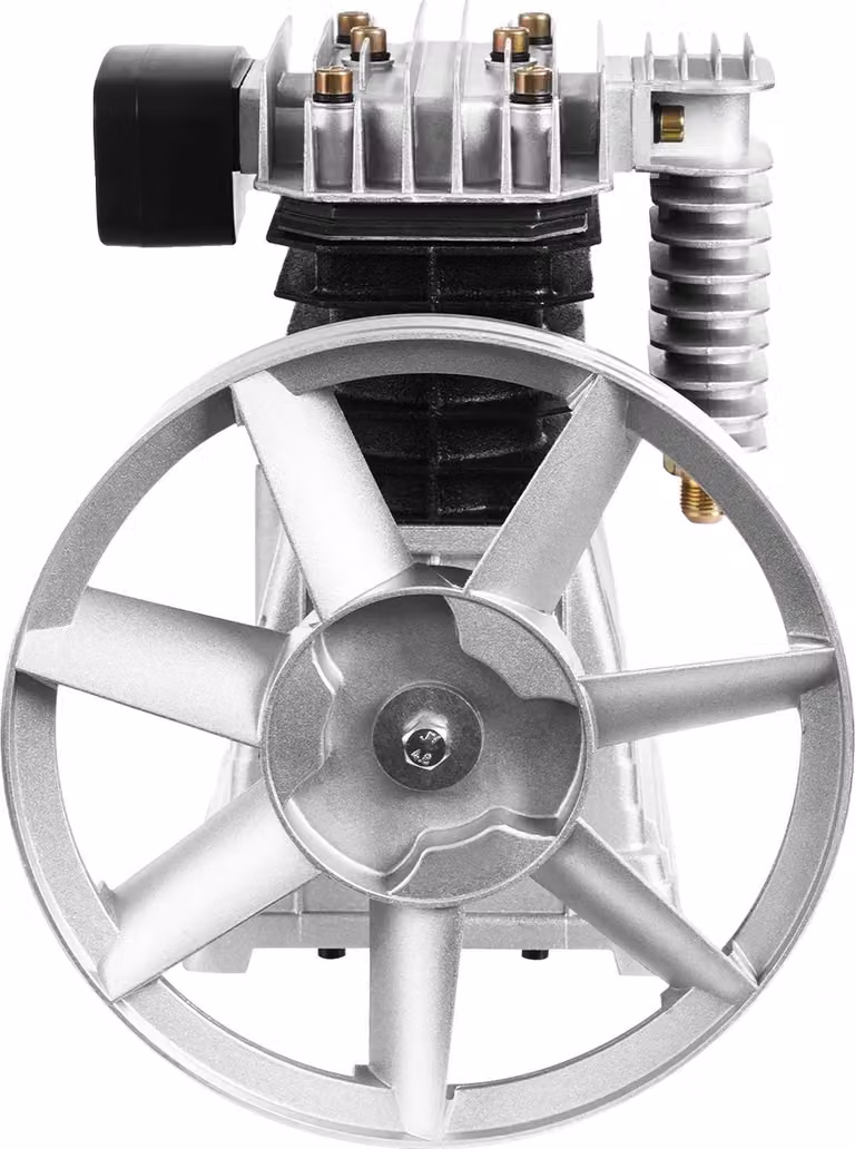 Testa pompa per compressore d'aria, capacità 250 litri/minuto, compatibile con motori da 3 cavalli, colore argento e nero