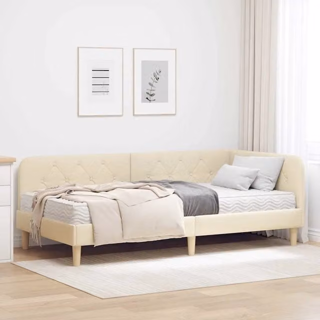 Letto ad angolo moderno vidaXL in tessuto beige L: 100 cm, P: 200 cm, H: 72 cm