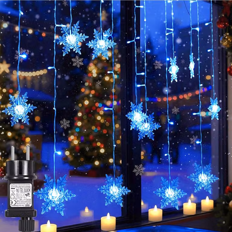 Blu LED Fata Luci Tenda Luce Tenda 1,8 m con 8 modalità e 5 metri di cavo di alimentazione Luce Tenda romantica per la decorazione di Natale Inverno