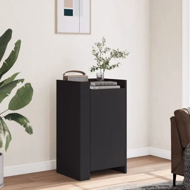 Credenza nera a parete vidaXL in legno e MDF per sala da pranzo L: 45 cm, P: 35 cm, H: 75 cm