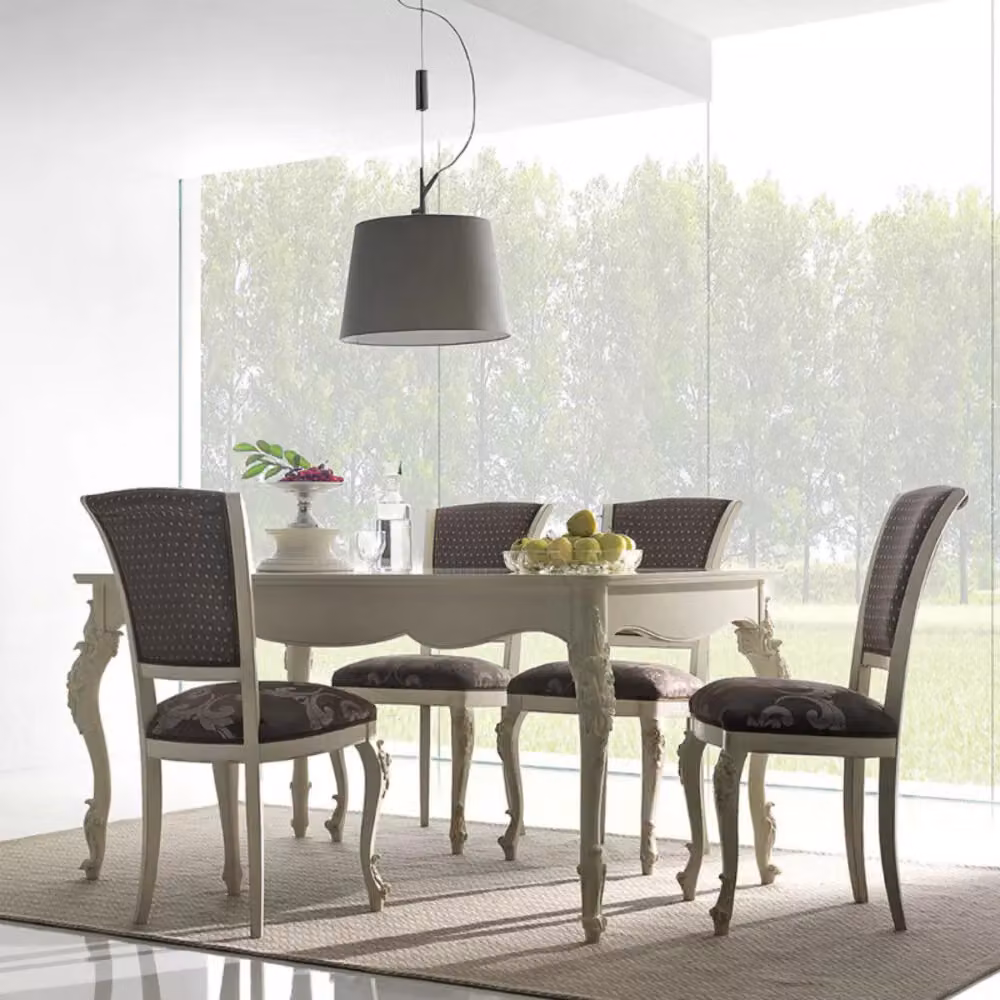 Tavolo allungabile classico in legno bianco Mobili2g L: 161 cm, P: 101 cm, H: 81 cm – 3