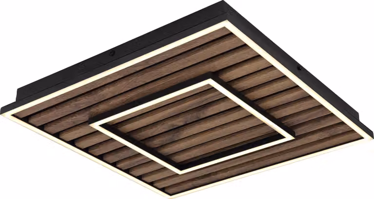 Lampada da soffitto a LED, effetto legno, 2 livelli, L 45 cm